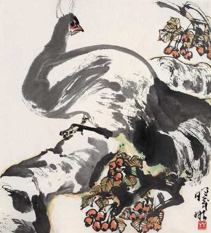 林曦明 花鸟 立轴